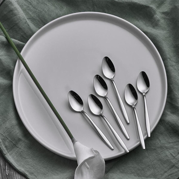 12 Pieces Assos Tea Spoon Set 2 mm - Silver