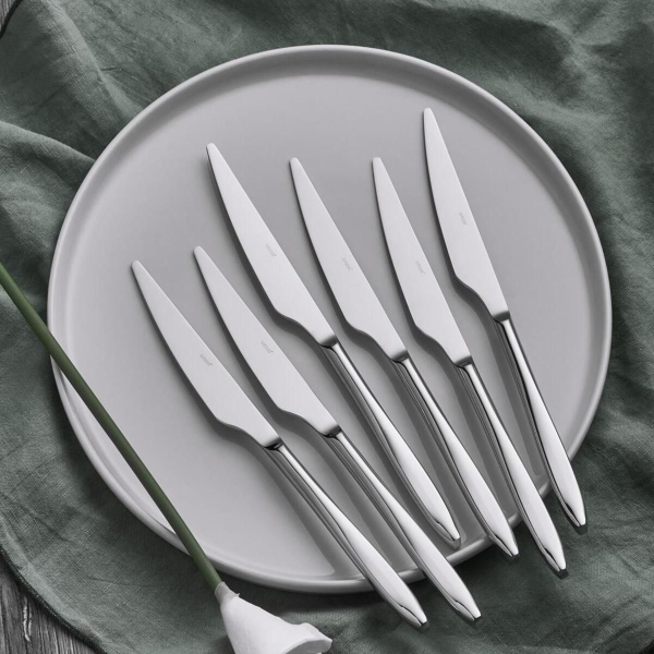12 Pieces Assos Dinner Knife Set 7 mm - Silver