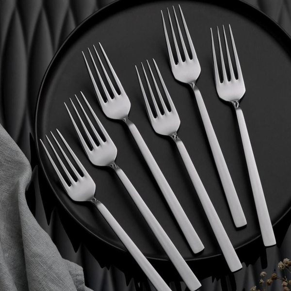 12 Pieces Olympos Dinner Fork Set 3 mm - Silver
