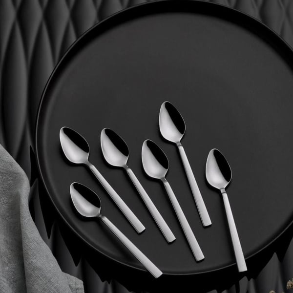 12 Pieces Olympos Tea Spoon Set 2 mm - Silver