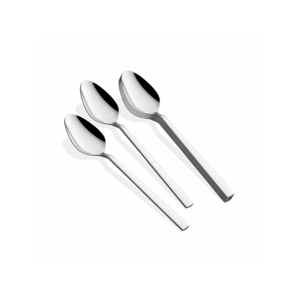 12 Pieces Olympos Dessert Spoon Set 2.5 mm - Silver