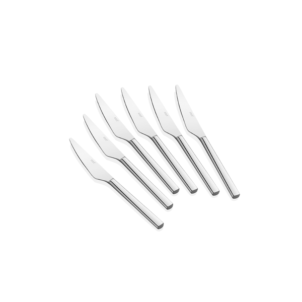 12 Pieces Olympos Dessert Knife Set 7 mm - Silver