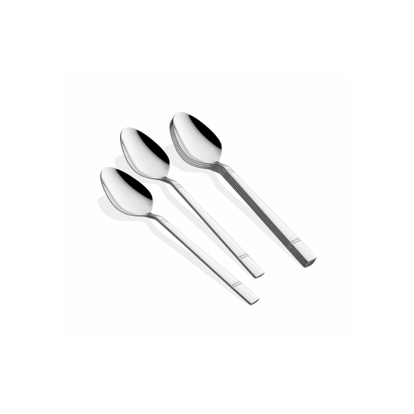 12 Pieces Bosporus Tea Spoon Set 2 mm - Silver