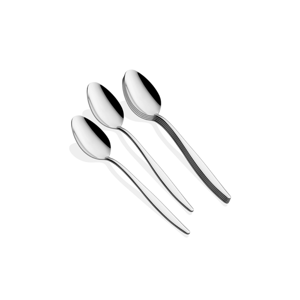 12 Pieces Assos Dessert Spoon Set 2.5 mm - Silver