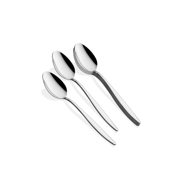 12 Pieces Pera Dessert Spoon Set 2.5 mm - Silver