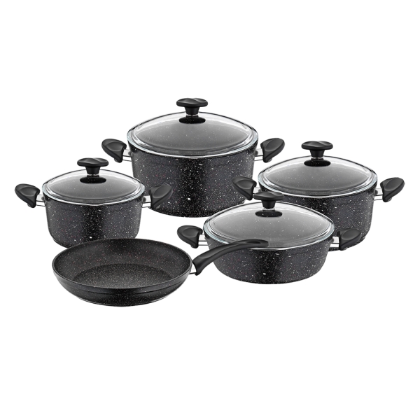 9 Pieces Wilma Cookware Set - Black