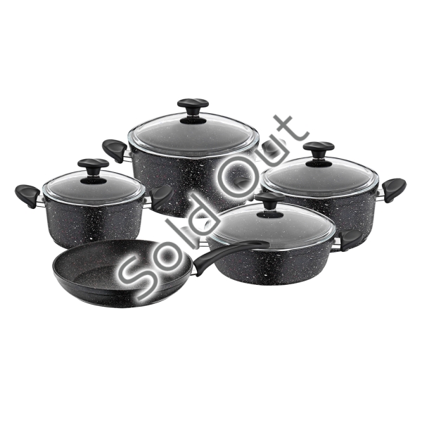 9 Pieces Wilma Cookware Set - Black