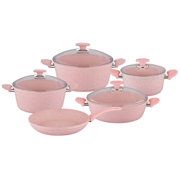 9 Pieces Wilma Cookware Set - Pink