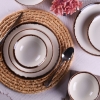 24 Pieces Classic Mesh Porcelain Dinner Set - Cream / Brown
