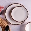 24 Pieces Classic Mesh Porcelain Dinner Set - Cream / Brown