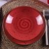 24 Pieces Reactive Porcelain Dinner Set - Red / Cream / Brown