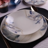 24 Pieces Organic Porcelain Dinner Set - Blue / Gold / Cream
