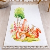 Mango Animal 80 x 150 cm Cotton 3D Printed Decorative Carpet - Green / Off White / Burnt Orange