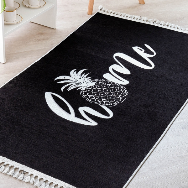 Mango Home 80 x 150 cm Cotton Decorative Carpet - Black / White