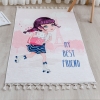 Mango Cartoon 160 x 230 cm Cotton 3D Printed Decorative Carpet - Pink / Salmon / White 