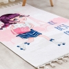 Mango Cartoon 160 x 230 cm Cotton 3D Printed Decorative Carpet - Pink / Salmon / White 