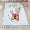 Mango Camera 160 x 230 cm Cotton 3D Printed Decorative Carpet - Pink / Yellow / Off White