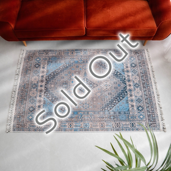 Mango Betta 200 x 290 cm Cotton Decorative Carpet - Blue / Cream / Grey / Dark Grey