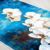 Mango Orchid 200 x 290 cm Cotton 3D Printed Decorative Carpet - Navy Blue / Orange / Blue / Beige