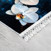 Mango Orchid 200 x 290 cm Cotton 3D Printed Decorative Carpet - Navy Blue / Orange / Blue / Beige