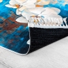 Mango Orchid 200 x 290 cm Cotton 3D Printed Decorative Carpet - Navy Blue / Orange / Blue / Beige