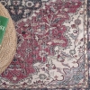 Mango Vintage 200 x 290 cm Cotton Decorative Carpet - Claret Red / Beige / Black