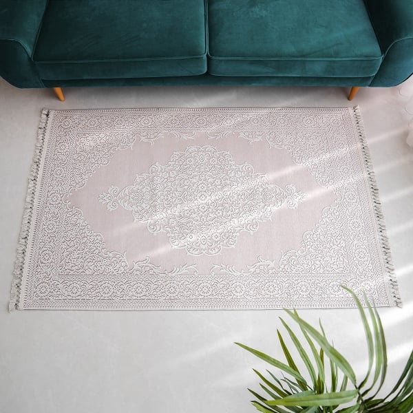 Mango Sarbia 160 x 230 cm Cotton Decorative Carpet - Cream / Beige