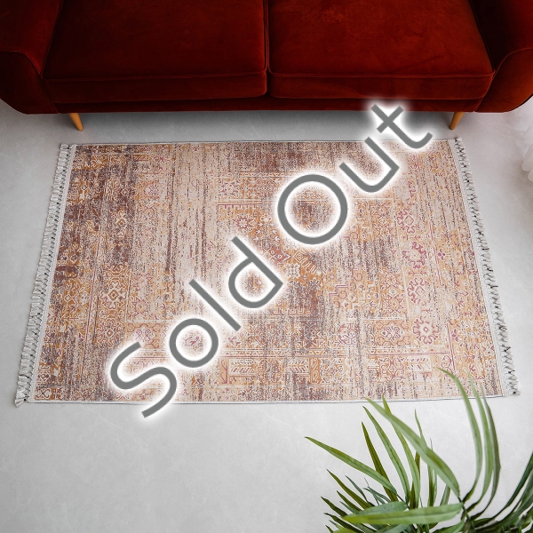 Mango Ancient 160 x 230 cm Cotton Decorative Carpet - Mustard / Terracotta / Cream