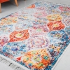 Mango Marion 200 x 290 cm Cotton Decorative Carpet - Blue / Fuchsia / Mustard / Orange
