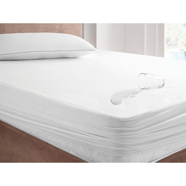 Micro Fit Waterproof Double Fitted Mattress Protector 180 x 200 cm - White