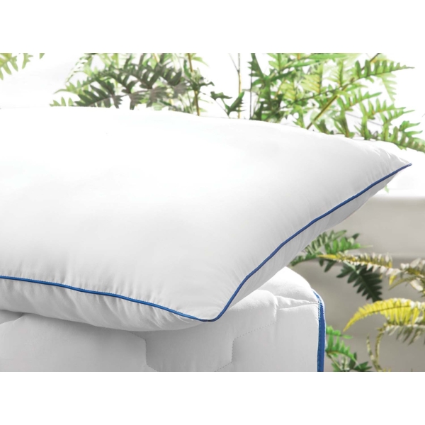 Sided Line Cotton Pillow 50 x 70 cm ( 600 gr ) - Blue