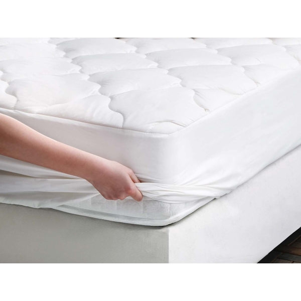 Superwashed Wool Single Fitted Mattress Protector 120 x 200 cm - White