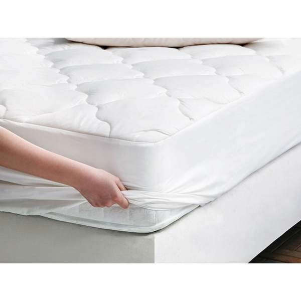 Superwashed Wool Double Fitted Mattress Protector 180 x 200 cm - White