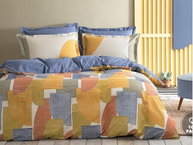 4 Pieces Jerry Cotton Double Duvet Cover Set 200 x 220 cm - Blue