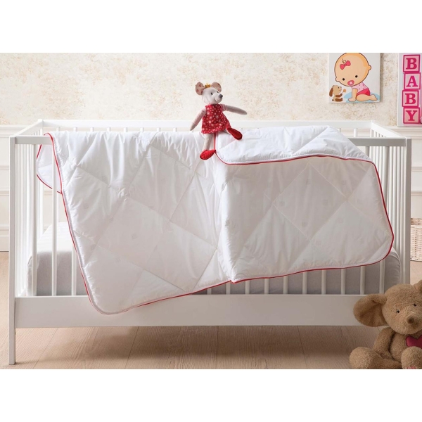 Mini Baby Quilt 95 x 145 cm ( 200 gr/m2 ) - White / Red