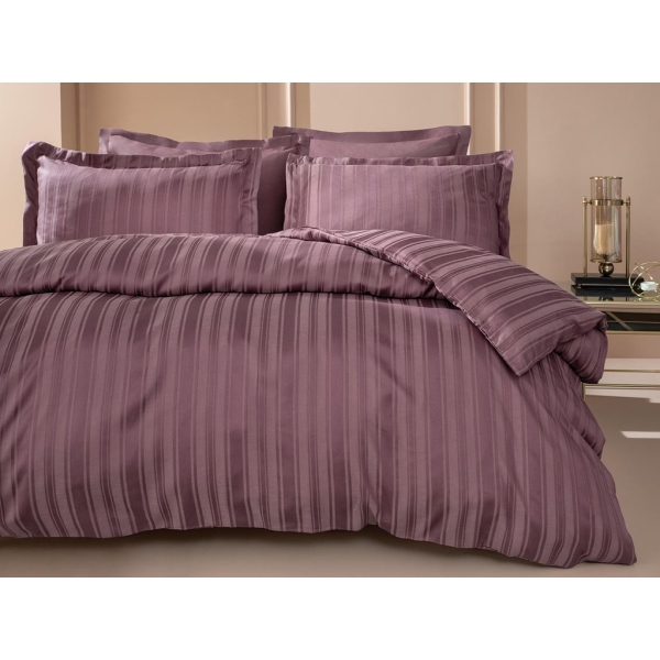 4 Pieces Shelly Bamboo Satin King Size Duvet Cover Set 240 x 220 cm - Plum