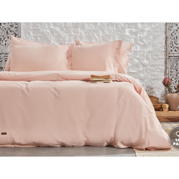 4 Pieces Plain Cotton Double Duvet Cover Set 200 x 220 cm - Powder