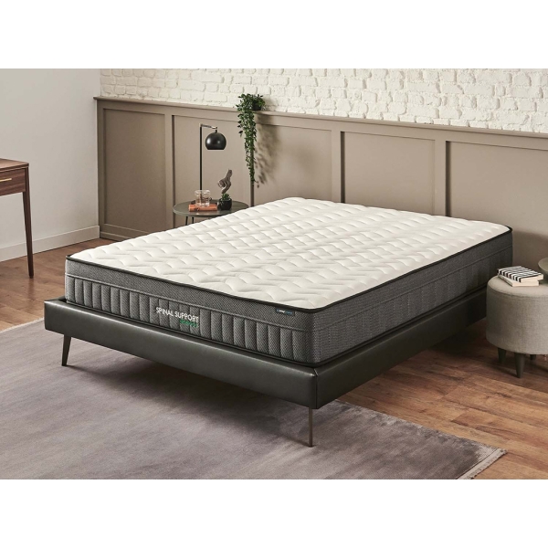 Spinal Support 180 x 200 x 25 cm Bamboo Pocket Spring Series Double Mattress - White / Black