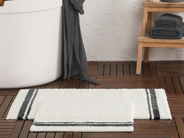 2 Pieces Levi Bath Mat Set 60 x 100 + 50 x 60 cm - Anthracite