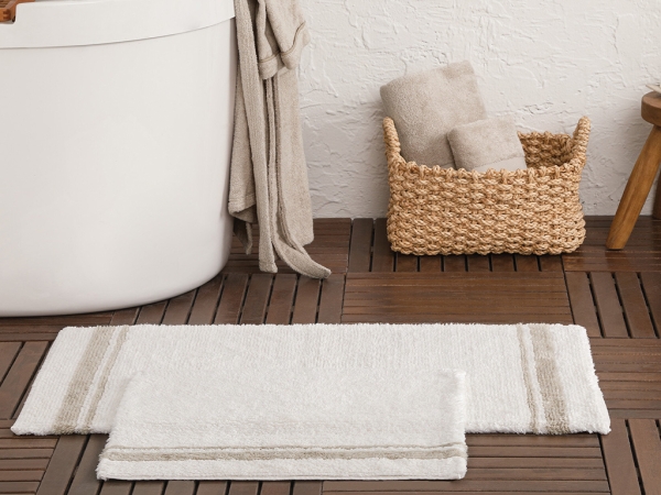 2 Pieces Levi Bath Mat Set 60 x 100 + 50 x 60 cm - Beige