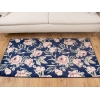 Amsterdam Roses 80 x 150 Cm Zymta Winter Carpet - Navy Blue / Green / Pink