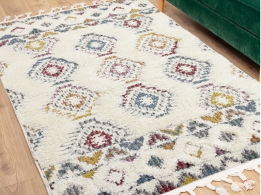 Barcelona Chain 80 x 150 cm Zymta Winter Carpet - Cream / Blue / Grey / Yellow