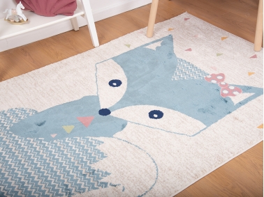Amsterdam Fox 120 x 180 Cm Zymta Kids Winter Carpet - Cream / Blue / Yellow