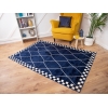 Amsterdam Checks Diagonal 160 x 230 Cm Zymta Winter Carpet - Off White / Navy Blue