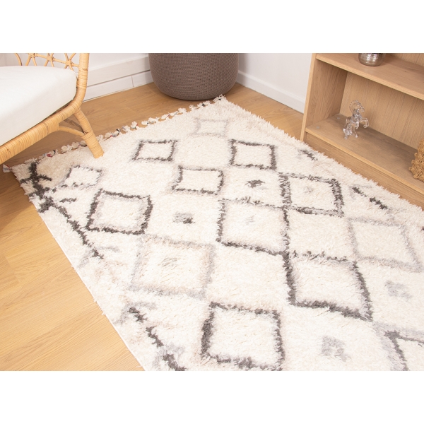 Bohemian Relic 80 x 150 Cm Zymta Winter Carpet - Off White / Grey / Dark Grey