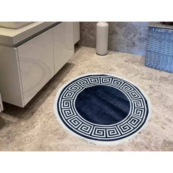 Mosta Round Carpet Design Decorative Greeko 160 x 160 cm - Black / Off White