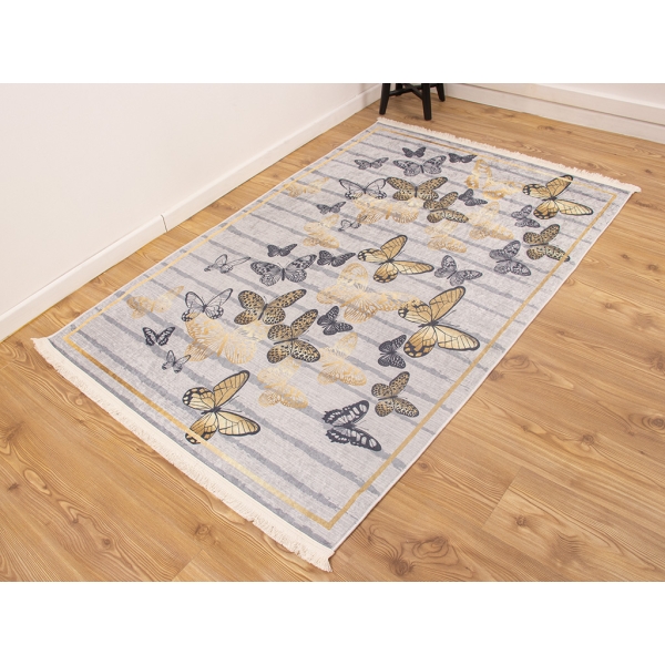 Lisbon Carpet Design Decorative Papillons 160 x 230 cm - Grey / Black / Gold