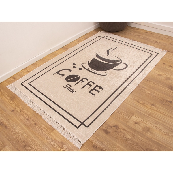 Palermo Carpet Design Decorative Coffee Time 120 x 180 cm - Beige / Dark Brown