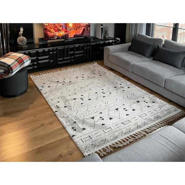 Inita 160 x 230 cm Zymta Decorative Machine Carpet - Light Grey / Dark Grey