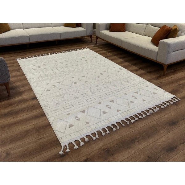 Inita 160 x 230 cm Zymta Decorative Machine Carpet - Off White / Pale Pinkish Brown